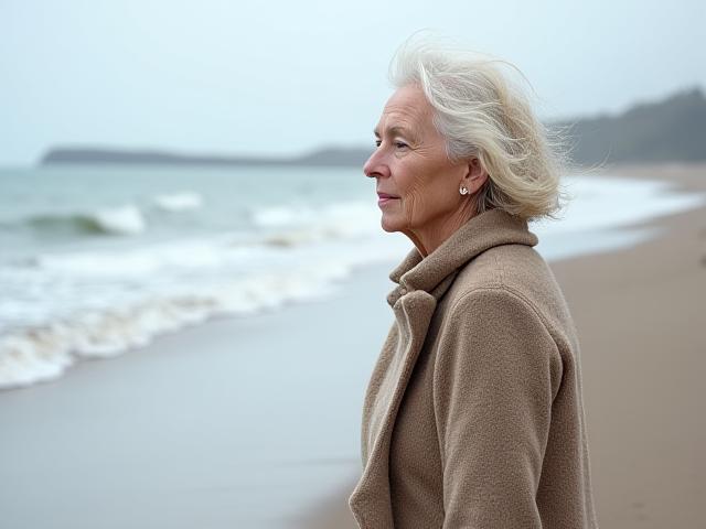 Senior individual walking on an Irish beach